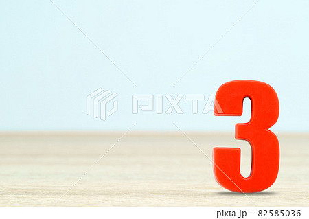 Shot of a number three made of red plastic 82585036