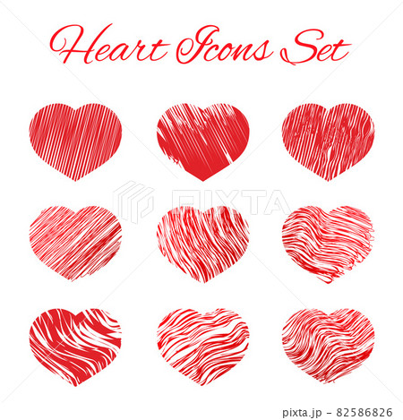Heart icons set. Hand drawing style vector illustration. Valentine s day element of design. Easy to edit design template. 82586826