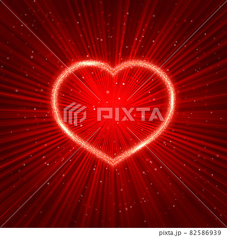 Sparkling heart on red abstract glowing background 82586939