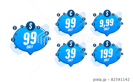 Discount sticker. Template with 99 only. Vector template design. Sale, price tag. Sale banner badge. Special offer price sign. Vector stock illustration. 82591142