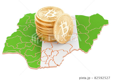 Bitcoin cryptocurrency in Nigeria, 3D rendering Bitcoin cryptocurrency in Nigeria, 3D rendering 82592527