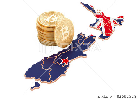 Bitcoin cryptocurrency in New Zealand, 3D rendering Bitcoin cryptocurrency in New Zealand, 3D rendering 82592528
