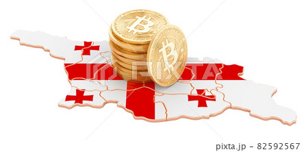 Bitcoin cryptocurrency in Georgia, 3D rendering 82592567