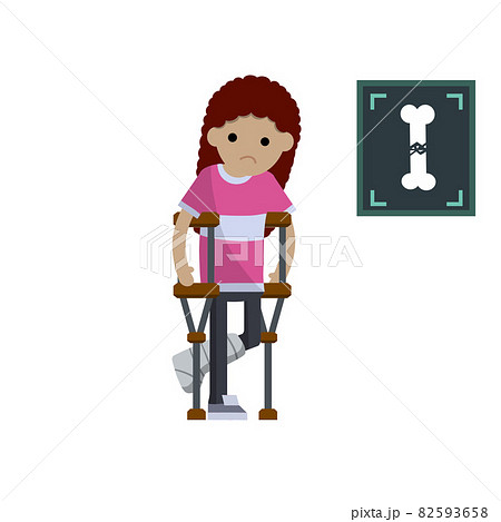 Woman with broken leg and crutches. Medical... - Stock Illustration  [82593658] - PIXTA