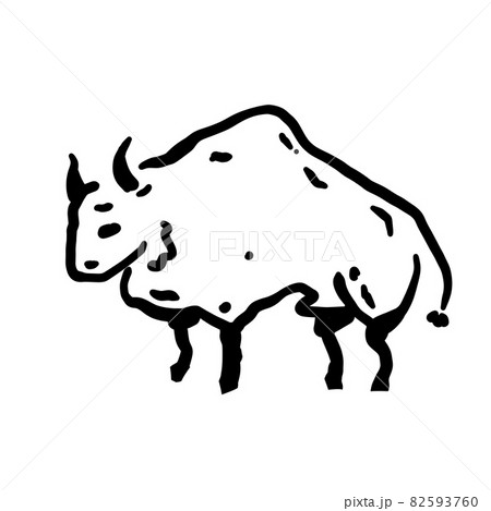 Rock art. Drawing of a bull or ox. 82593760