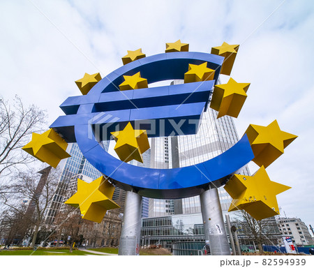 Giant Euro Symbol at Willy Brandt Square in Frankfurt Giant Euro Symbol at Willy Brandt Square in Frankfurt 82594939