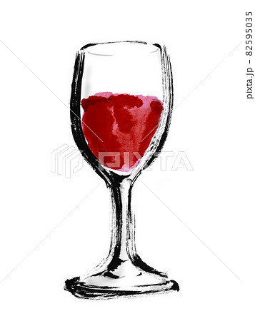手描きのグラスに入った赤ワインのイラスト素材のイラスト素材