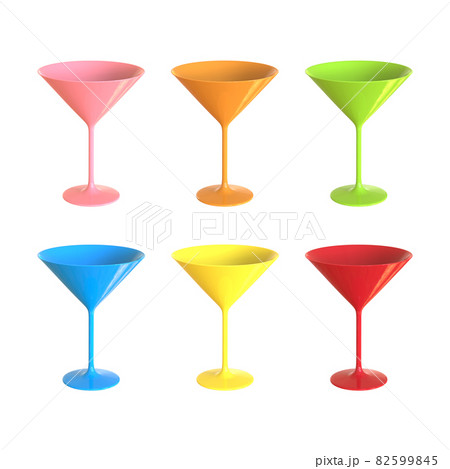 カラフルなカクテルグラスのの3dイラストのイラスト素材
