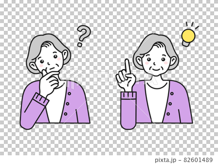 考える ひらめく年配の女性のイラストのイラスト素材 6014 考える ひらめく年配の女性のイラストのイラスト素材 6014