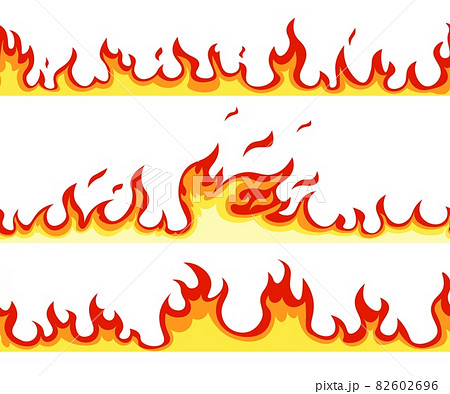 Seamless fire flame. Cartoon orange bonfire effect. Vector template 82602696