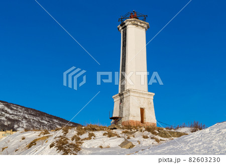 Leading beacon in the bay Nagaeva. Magadan, Far East of Russia. 82603230