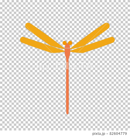 一隻簡單蜻蜓的圖像插圖（橙色配色方案） 82604779