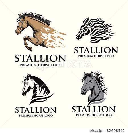 Simple sign horse head sport logo vector collection Simple sign horse head sport logo vector collection 82608542