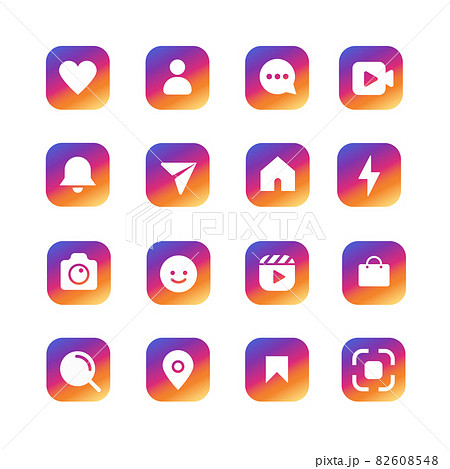 social media icon set gradient color 82608548