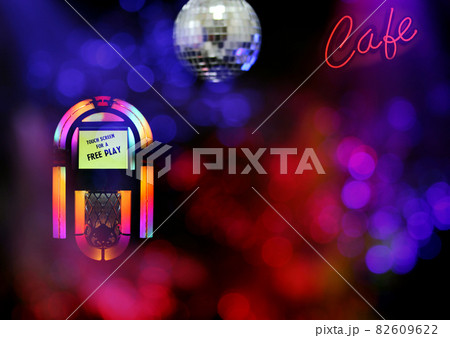 Jukebox in Bar with Disco Ball and Bokeh Jukebox in Bar with Disco Ball and Bokeh 82609622