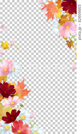 秋の花と紅葉のデコレーション 秋の花と紅葉のデコレーション 82609803