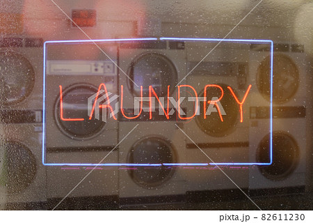 Vintage Neon Sign Laundry - Rainy Window Sign 82611230