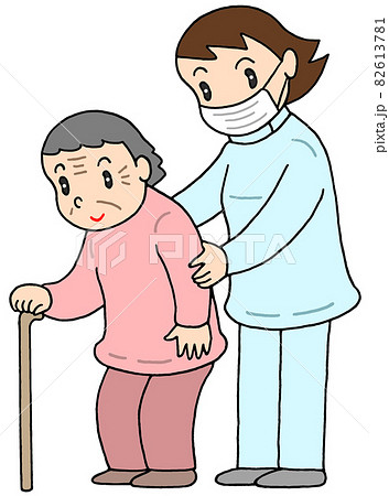 歩行介助のイラスト素材