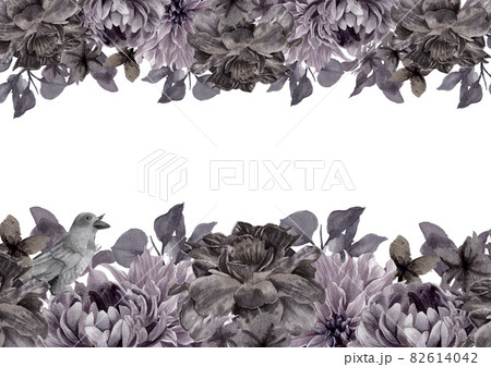 Dark, Black flowers Watercolor Borders and Frames Dark, Black flowers Watercolor Borders and Frames 82614042