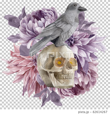 Halloween and flowers Watercolor Cliparts Halloween and flowers Watercolor Cliparts 82614267