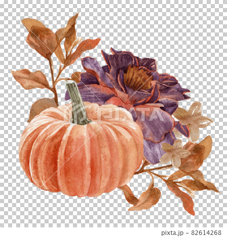 Halloween and flowers Watercolor Cliparts 82614268
