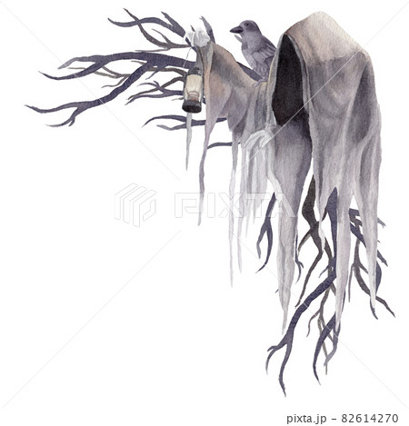 Halloween and flowers Watercolor Cliparts 82614270