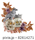 Halloween and flowers Watercolor Cliparts Halloween and flowers Watercolor Cliparts 82614271