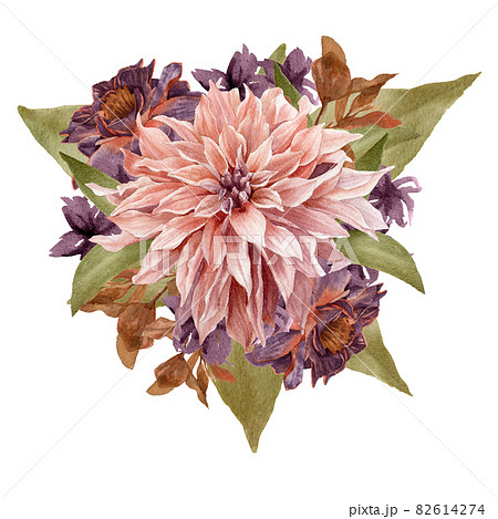 Halloween and flowers Watercolor Cliparts Halloween and flowers Watercolor Cliparts 82614274
