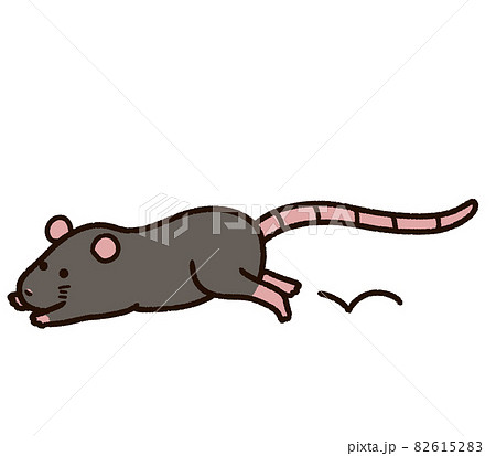 走って逃げるドブネズミのキャラクターのイラスト素材 6152