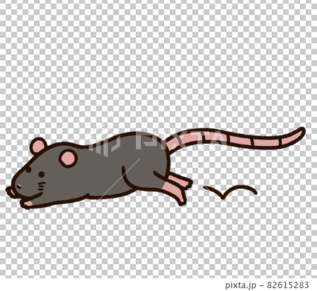 走って逃げるドブネズミのキャラクター 82615283