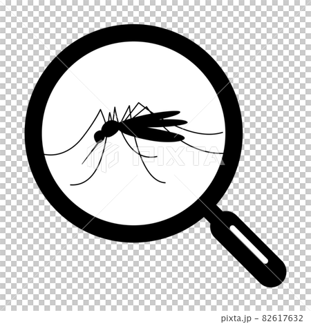 Mosquitoes and magnifying glass icons 82617632