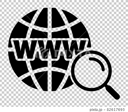 インターネット検索のアイコン Webアイコンと虫メガネのイラスト素材