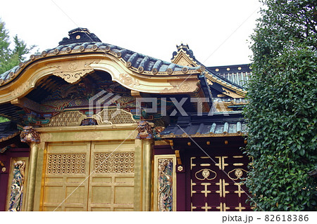 The golden gate of the Ueno Toshogu Shinto shrine in Ueno Park in Tokyo, dedicated to the shogun Tokugawa Ieyasu. The golden gate of the Ueno Toshogu Shinto shrine in Ueno Park in Tokyo, dedicated to the shogun Tokugawa Ieyasu. 82618386