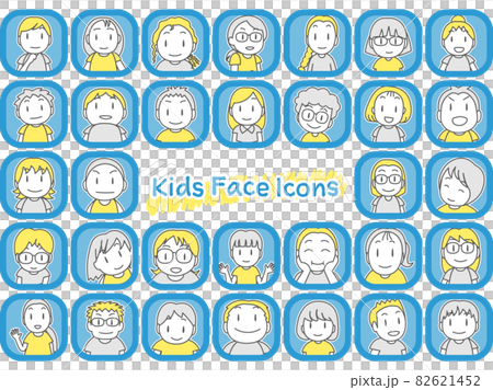 子どもたちの顔アイコン32人（シンプル・四角） 82621452