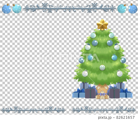 Christmas tree and frame with gifts blue ver - Stock Illustration ...