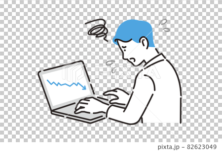 人物 パソコンを見てガッカリする男性 82623049