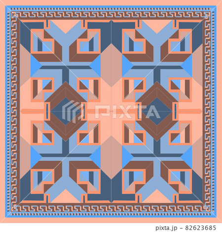 Silk scarf with a geometric pattern. Silk scarf with a geometric pattern. 82623685