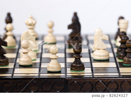 Two Chess Pawn Standing next to each other, Making Decision and Take a Strategy, Hobby that Stimulates Brain Activity, Copy Space Two Chess Pawn Standing next to each other, Making Decision and Take a Strategy, Hobby that Stimulates Brain Activity, Copy Space 82624327