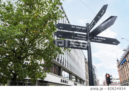 Tourist signs in Oslo, Norway 82624934