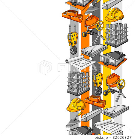 Seamless pattern with housing construction items. Industrial repair or building symbols. Seamless pattern with housing construction items. Industrial repair or building symbols. 82626327