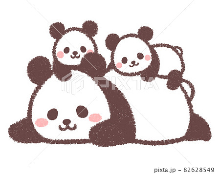 寝そべるパンダと双子のパンダ2のイラスト素材