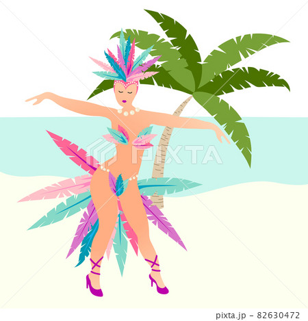 Carnival in Rio de Janeiro with samba dancer girl  on a beach 82630472