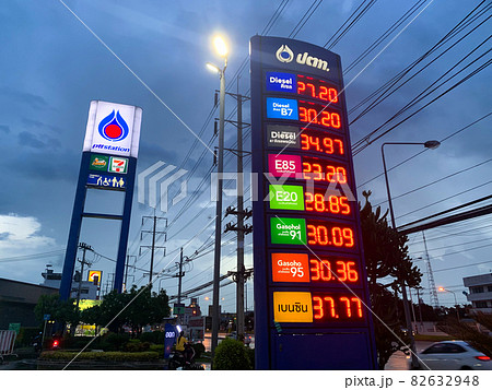 Nakhonratchasima, THAILAND - September 19 2021 : View of Mobil PTT gas station in Thailand 82632948