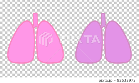 帶有輪廓的簡單肺的插圖。兩個肺,一個健康的肺和一個不健康的肺。 帶有輪廓的簡單肺的插圖。兩個肺,一個健康的肺和一個不健康的肺。 82632972