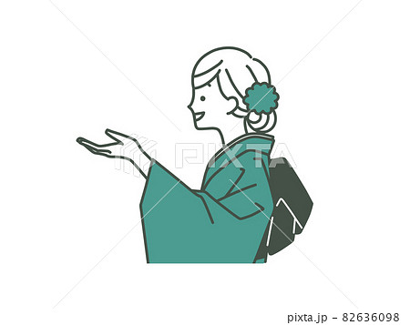 紹介や案内をしている着物姿の女性-2色 紹介や案内をしている着物姿の女性-2色 82636098