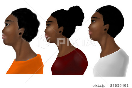 黒人3人の上半身イラストのイラスト素材