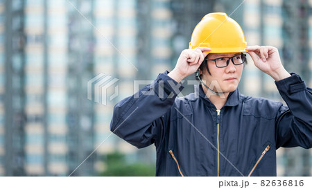 Maintenance worker man working at construction site Maintenance worker man working at construction site 82636816