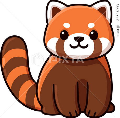 Cute Cartoon Red Pandaのイラスト素材