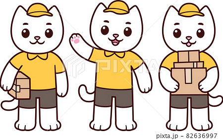 Cute cartoon delivery cat character Cute cartoon delivery cat character 82636997