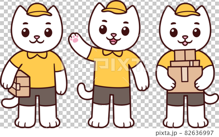 Cute cartoon delivery cat character Cute cartoon delivery cat character 82636997